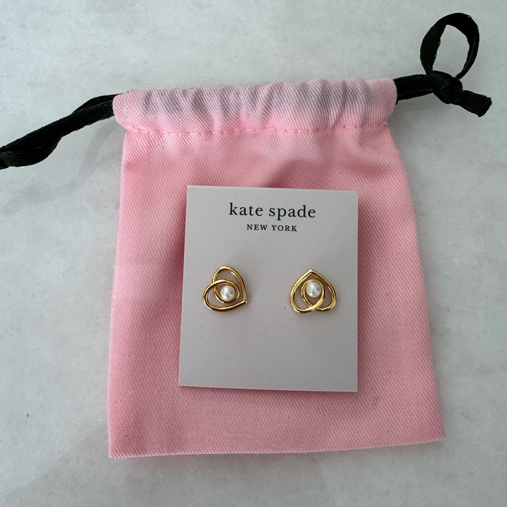 Kate Spade Gold & Pearl Heart Earrings